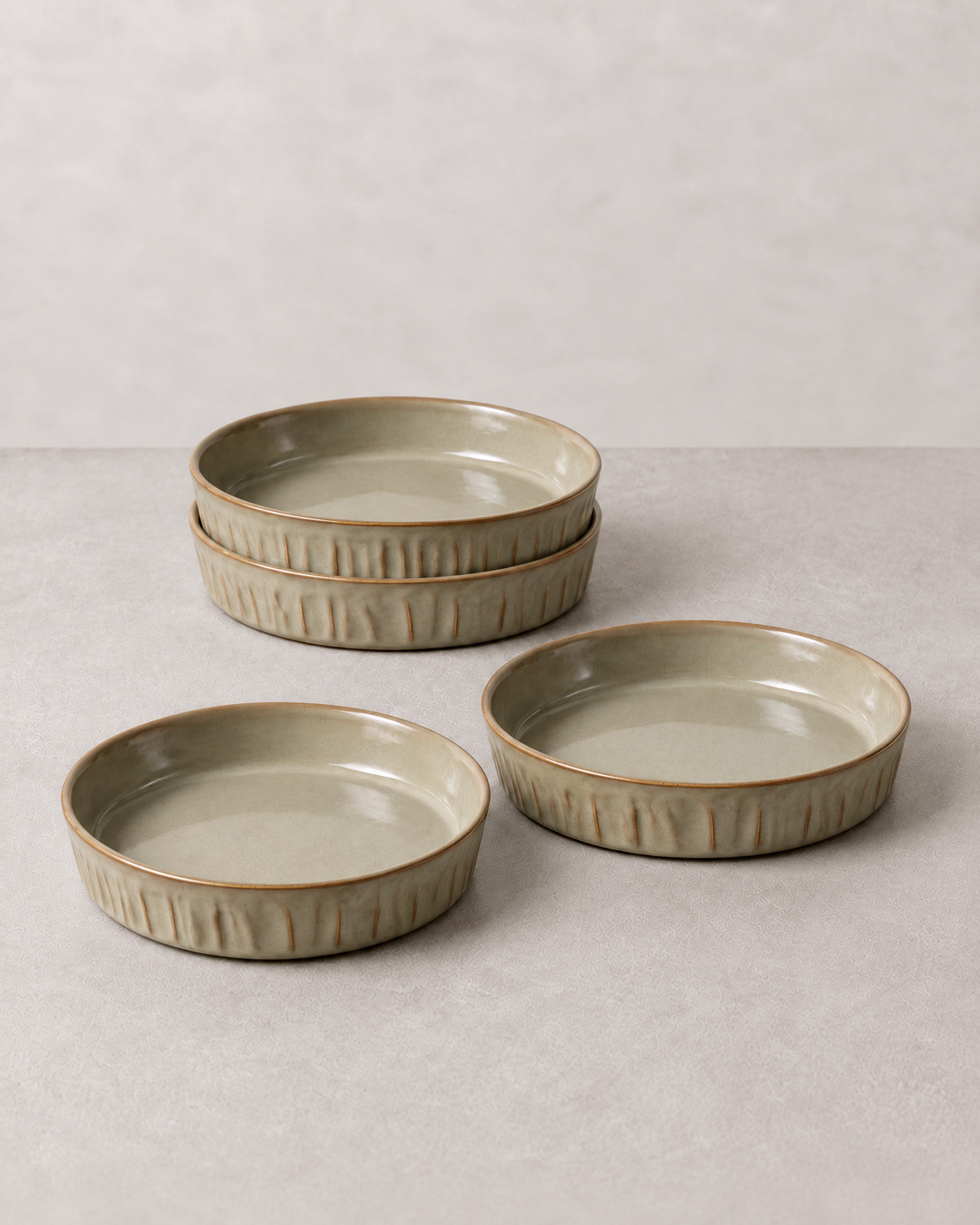 Sage Taupe Rimmed  Plate Set